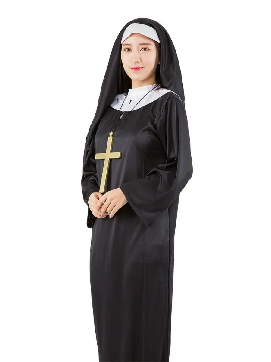 Bla Priesterkostuum Halloween Rollenspel Jesus Mary Nun Outfit Traditionele Chinese kleding voor dames Stage Performance