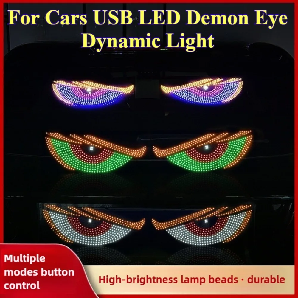 

For Cars USB LED Demon Eye Dynamic Light Bar Rear Window Decorative Sticker Multi-Color Selectable Glow Effect Car Accessories