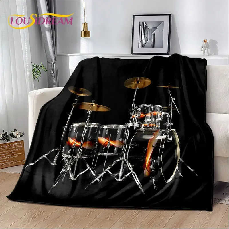 Drum Kit Music Instruments Soft Plush Blanket,Flannel Blanket Throw Blanket for Living Room Bedroom Bed Sofa Picnic Cover Kids