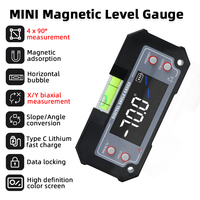 Dual-Axis Digital Angle Finder with Level Bubble 4*90° Magnetic Digital Level Box Protractor Rechargeable Magnetic Level Gauge