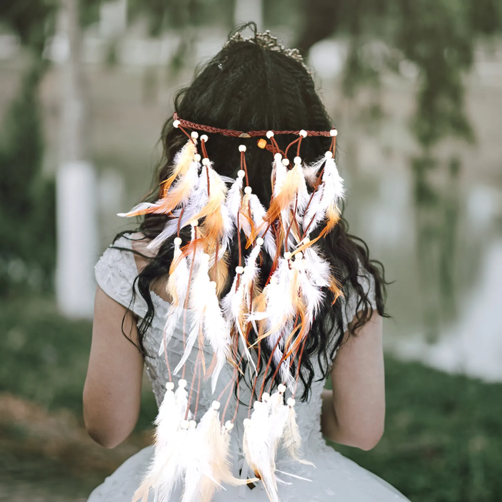 

Headband Long Plume Boho Hair Accessory Stylish Decorative Hairband for Festivals Weddings Parties Cosplay Events Hair