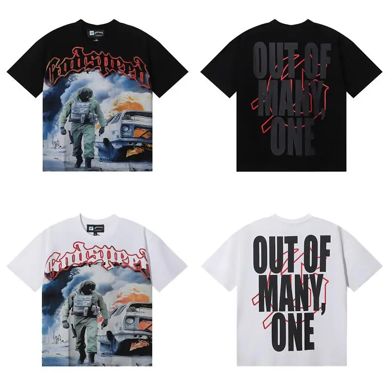 

Роскошный дизайн GOD SPEED Мужские футболки Fire of War Car Футболки с принтом Дизайнерские брендовые мужские футболки