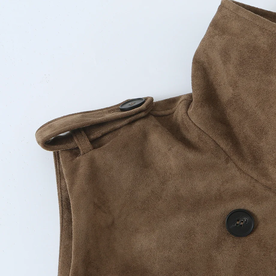 Fashionable Versatile Faux Suede Vest ZR Autumn New Arrival Women's Clothing Commute Style Polyester Fabric Casual Wear