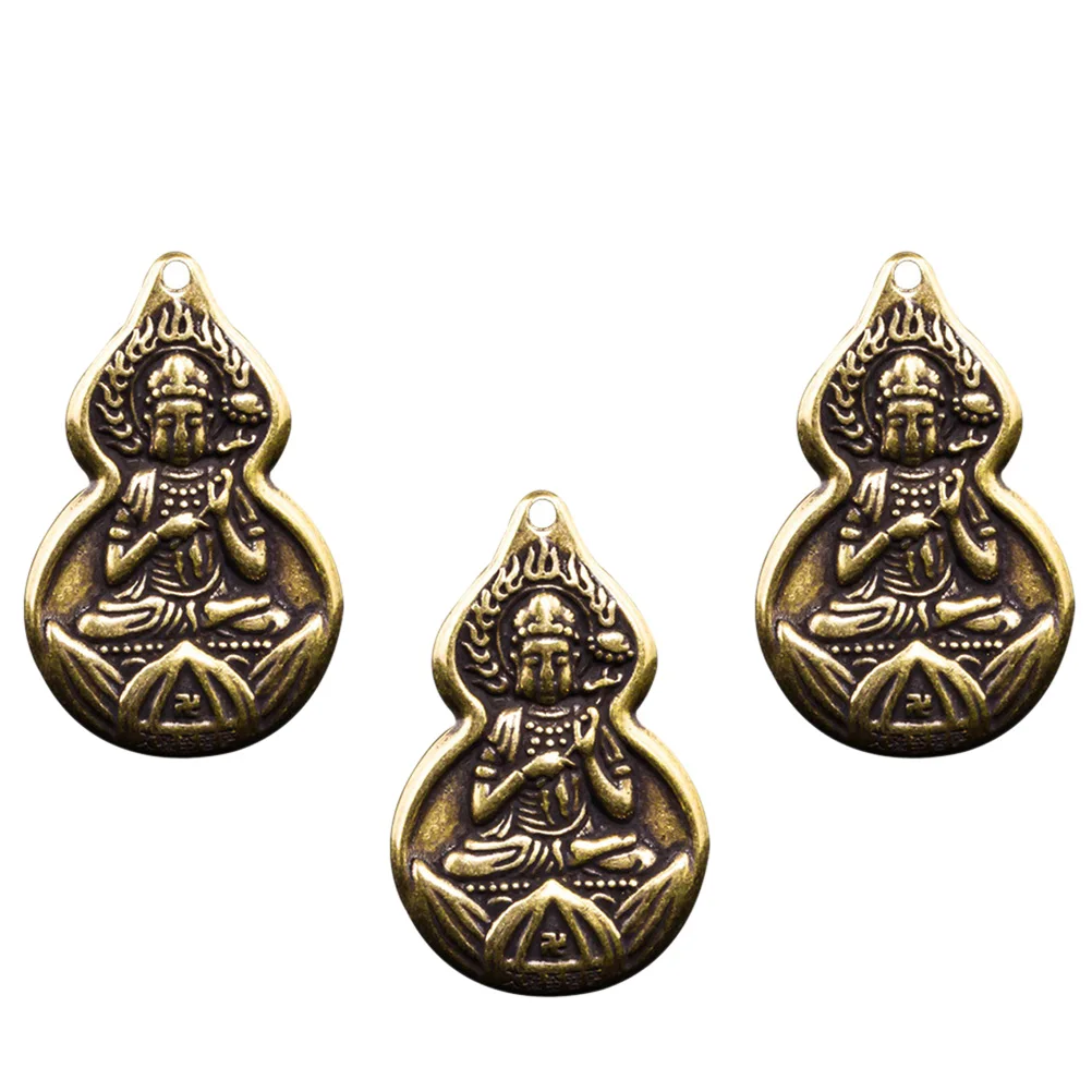 

3 Pcs Guan Yin Pendant Vintage Brass Charm Jewelry Tag Hanging nament Car Decor Necklace Anklet Accessories Non Rust