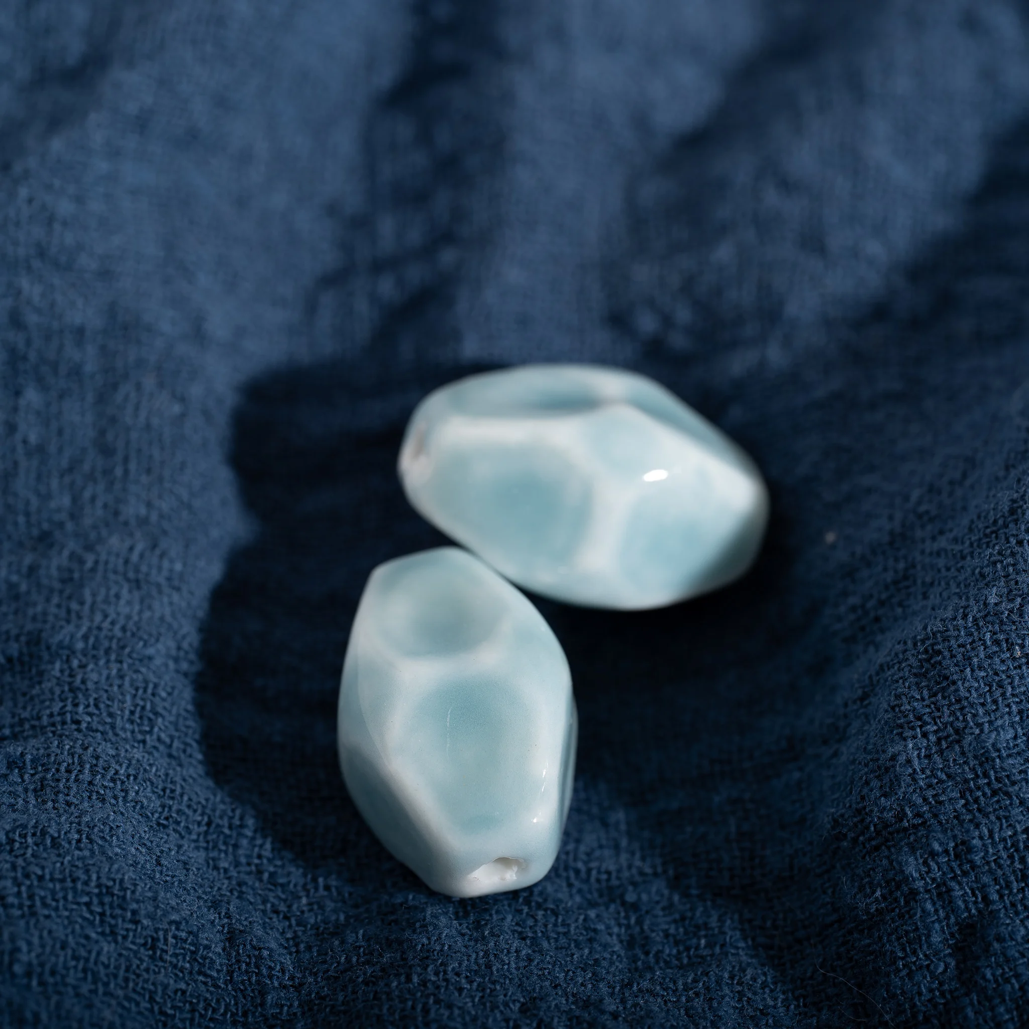 Blue Diamond Ceramic Beads for Jewelry Making DIY Craft Supplies Large Hole Spacer Beads for Bracelet Necklace Handmade Projects
