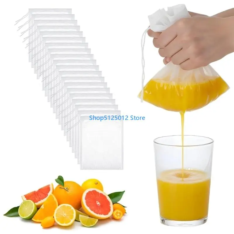 G8TC 20Pcs Reusable Filter Cheese Cloth Bag with Adjustable Drawstring Enduring