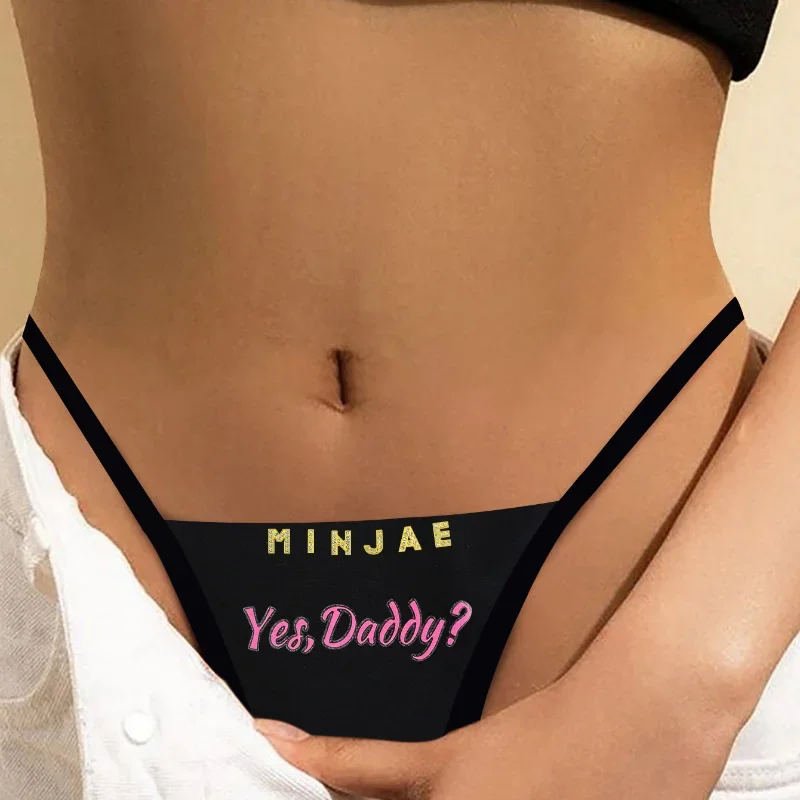 Custom Thong Name Crystal Letter Women Sexy Erotic Open Gear Tanga Customized Personalized Name G-String Panties intimate