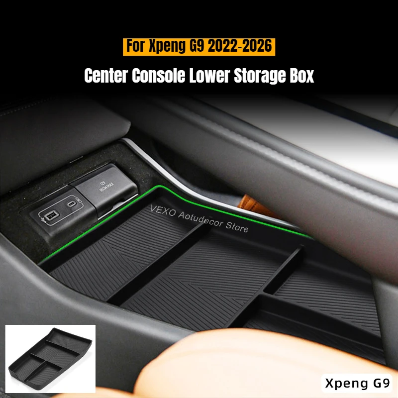 

‌ Для Xpeng G9 2022-2026: Силиконовый органайзер-вкладыш для нижнего отсека центральной консоли электромобиля, для хранения и организации пространства под подлокотником