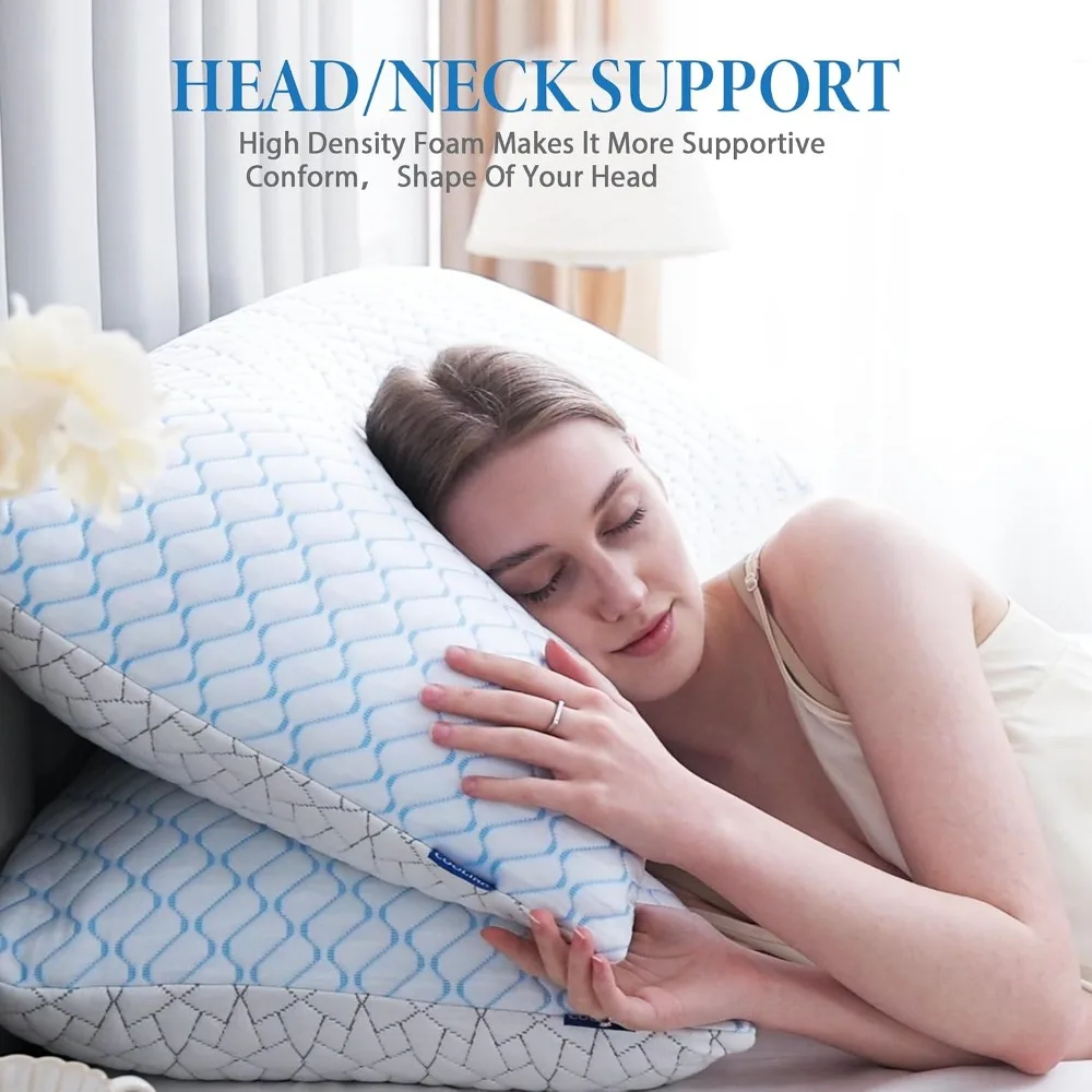 Adjustable King Size Cooling Pillows 2 Pack - Memory Foam for Side, Back & Stomach Sleepers, 20x36 - view 3