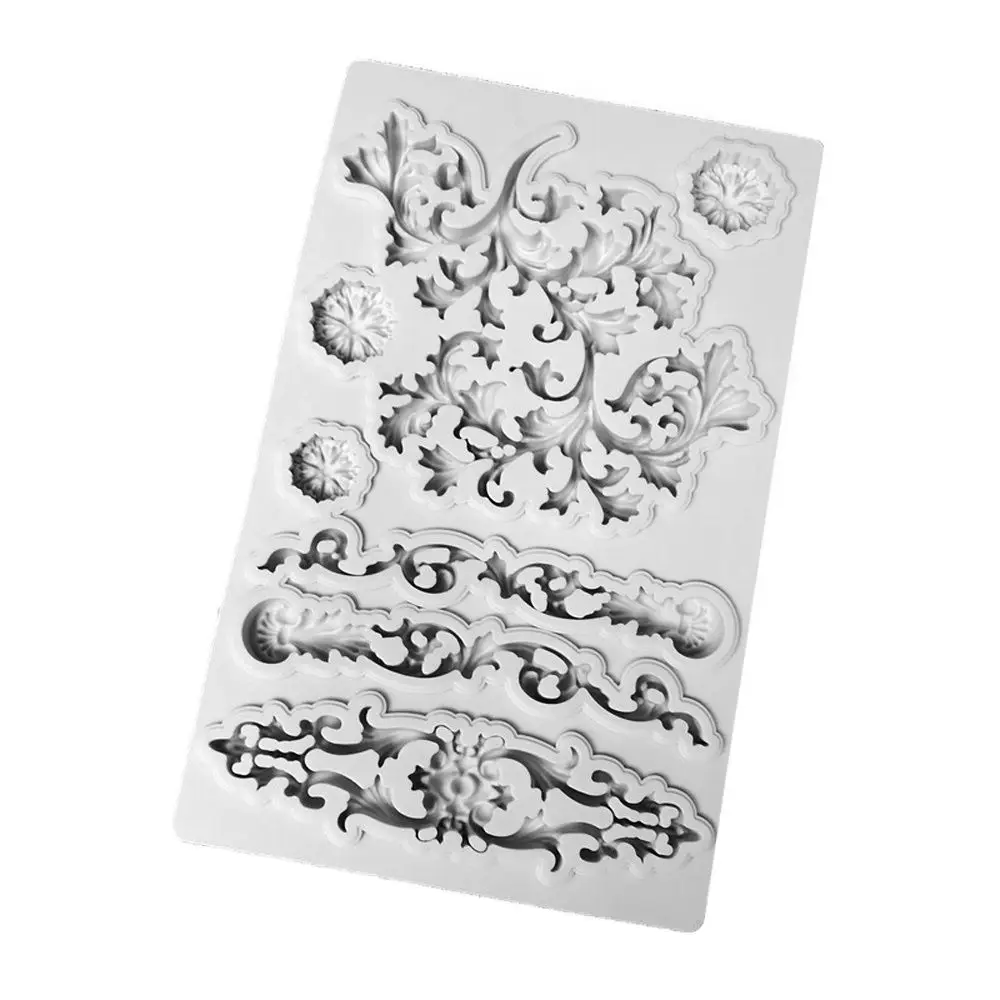 Relief Floral Vine Silicone Fondant Mold Chocolate Decoration Cake Sugarcraft Lace Borders Mould DIY