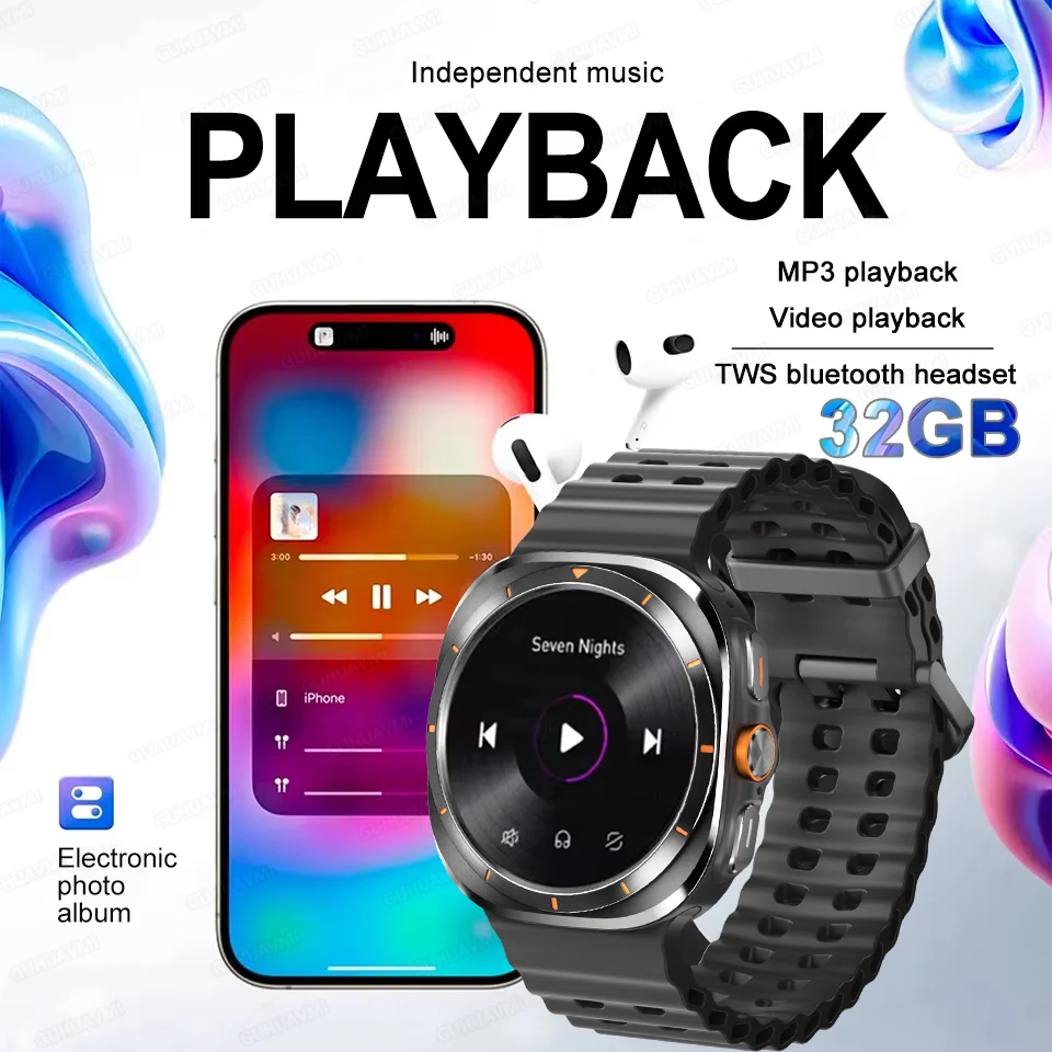 2024New For Galaxy Watch 7 Ultra GPS Smart Bracelet 32Gb Memory Music Video NFC Bluetooth Call Waterproof Smartwatch For Samsung