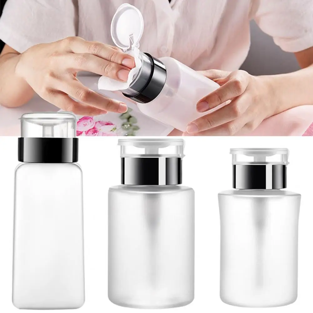 Nail Polish Remover Bottle Good Sealing Empty Bottle Cosmetic Makeup Remover Container with Lock Push Down Empty Pump Dispenser