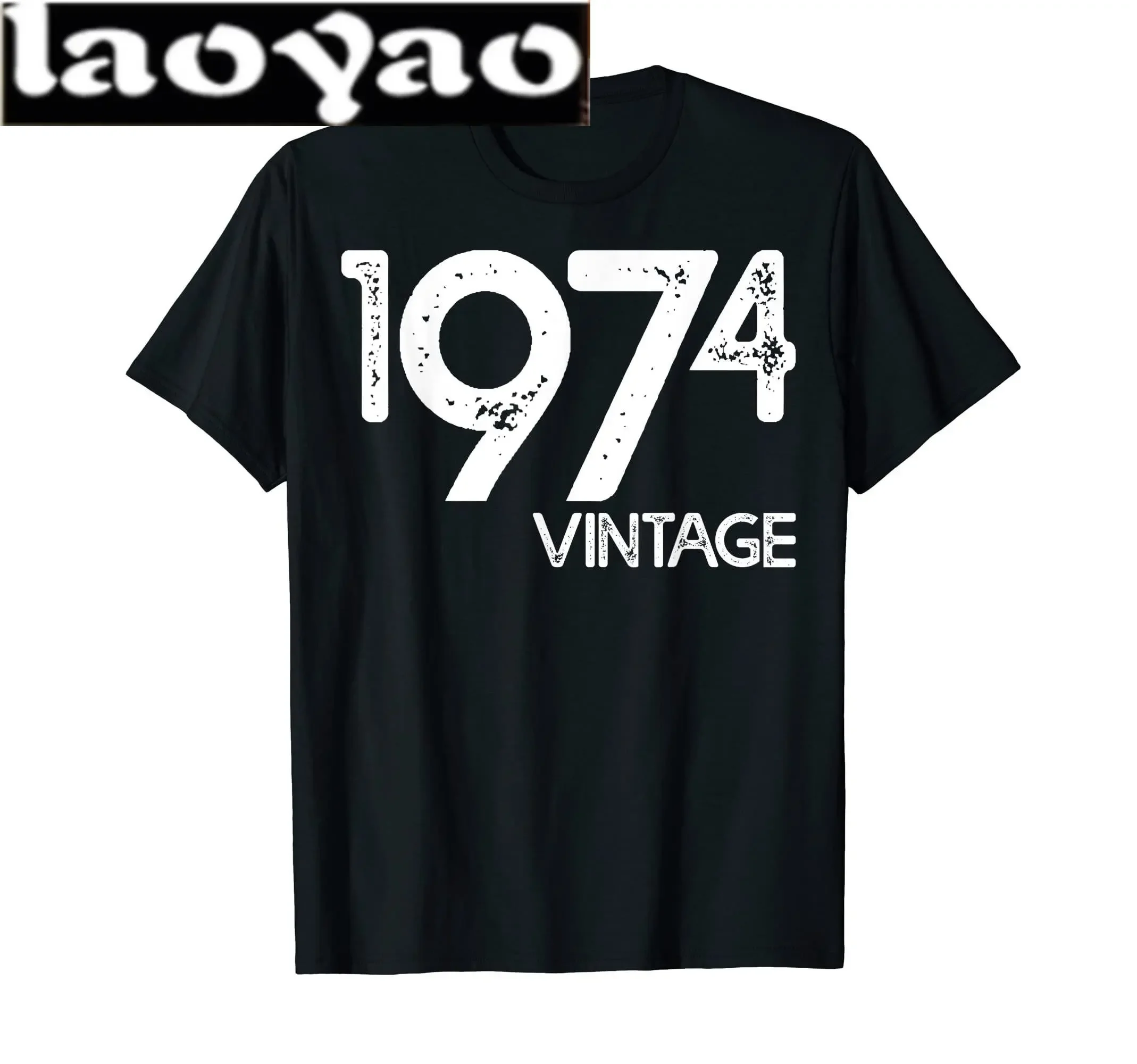 Classic Vintage Born in 1974 Retro 70s Style Birthday Year Tshirt Men Women Unisex T Shirt Streetwear Comfort Summer Cotton Tee