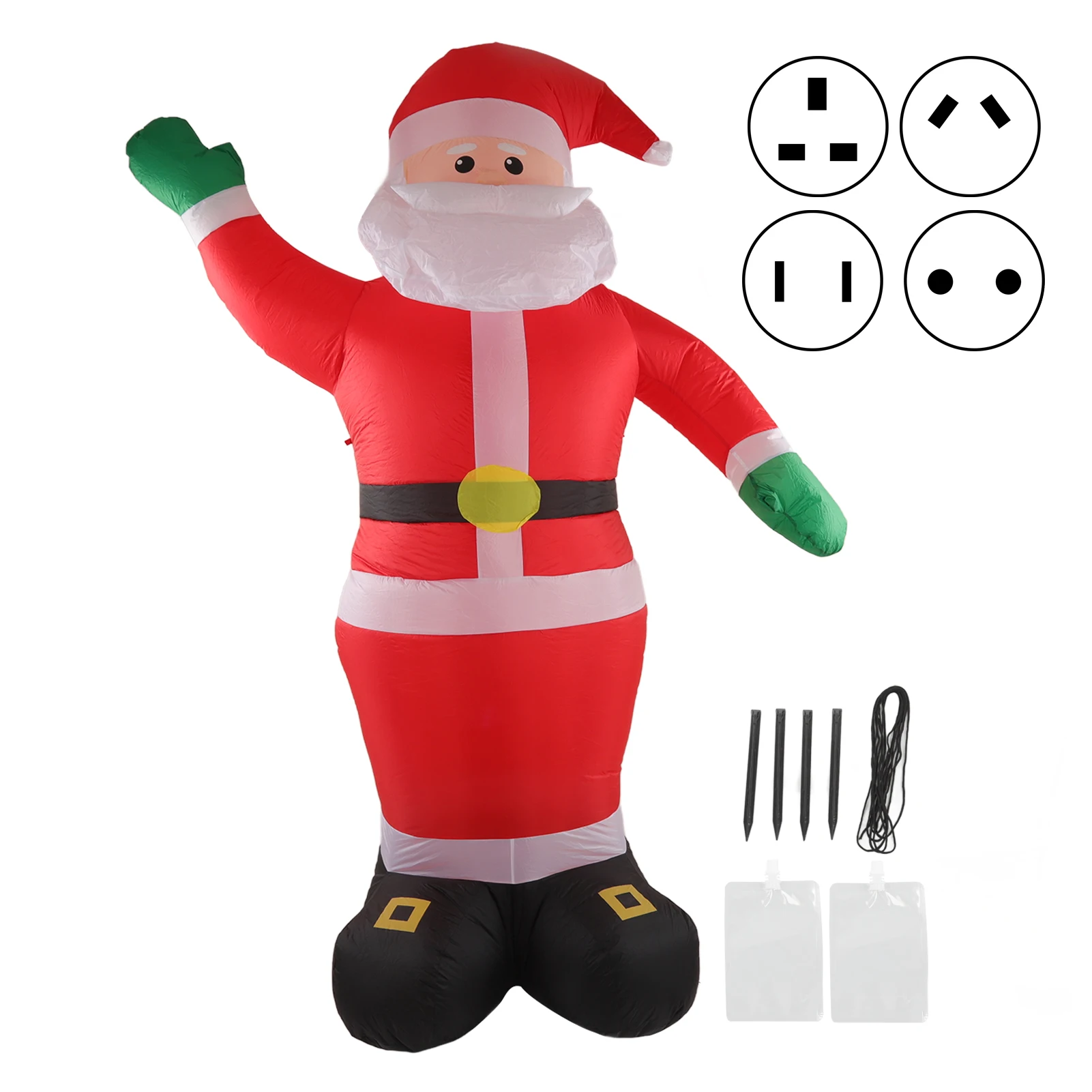 

Надувной Санта-Клаус, водонепроницаемый, встроенный светодиодный, рождественское уличное украшение с зелеными руками для газона, двора, светодиодный надувной Санта-Клаус