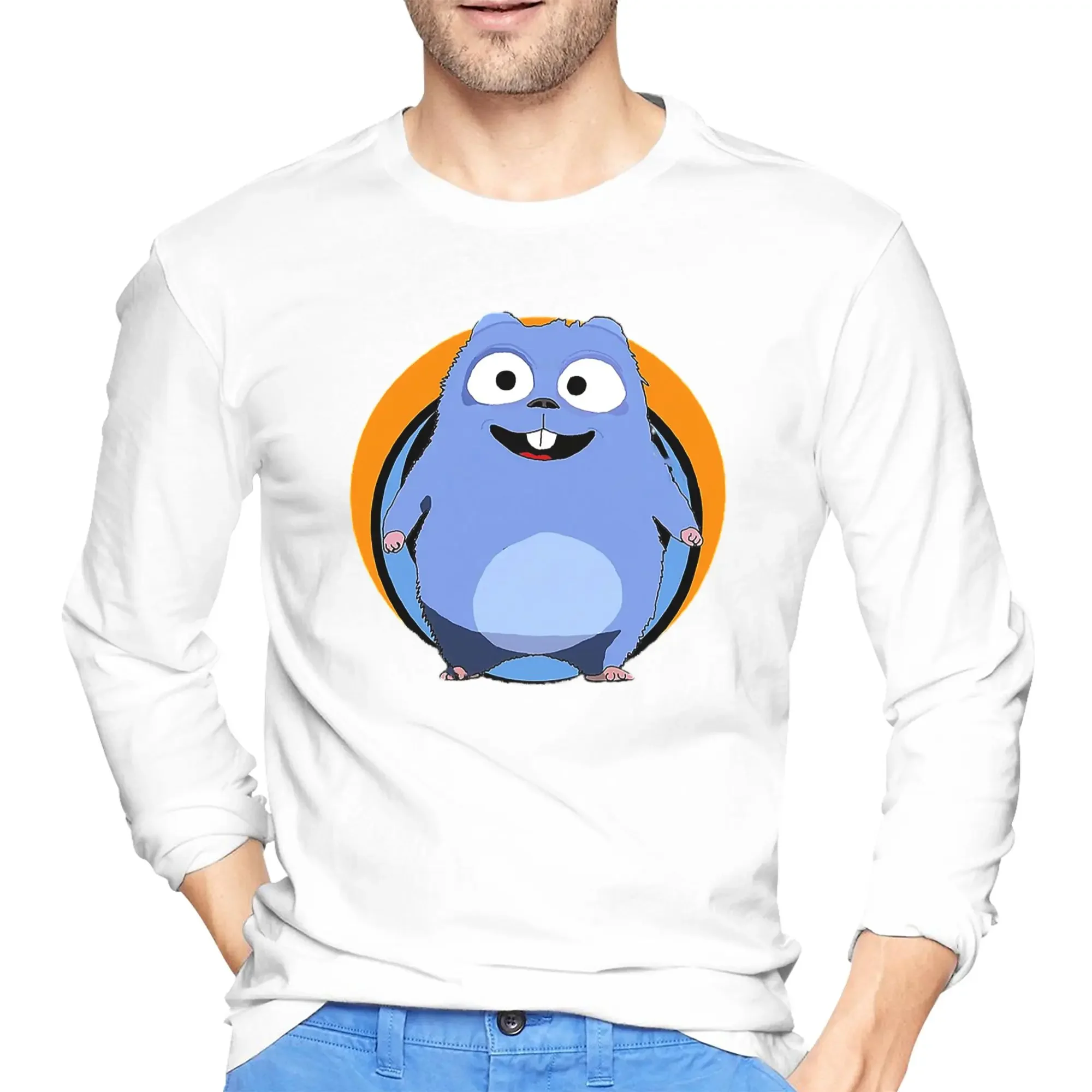 

grizzy and the lemmings Men's Long Sleeved T-shirt Casual Round Neck T shirts Spring and Autumn Men tops