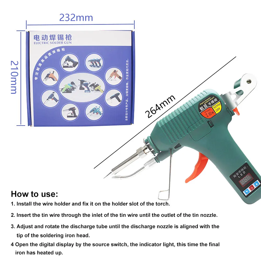 Tin Gun Hand-held Electric Soldering Iron Gun Internal Heating Soldering Iron Soldering Welding Automatically Send Repair Tool