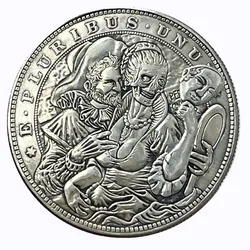 Mechanism Movable Challenge Coin Hobo Nickel Morgan Dollar Amazing Art Mask Girl Creative Gift