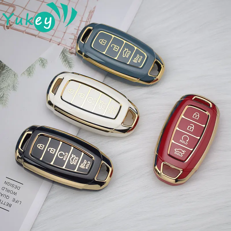 TPU Car Key Fob Case Key Fob Cover for Hyundai I30 Ix35 KONA Encino Solaris Azera Grandeur Ig Accent Santa Fe Palisade Keychain