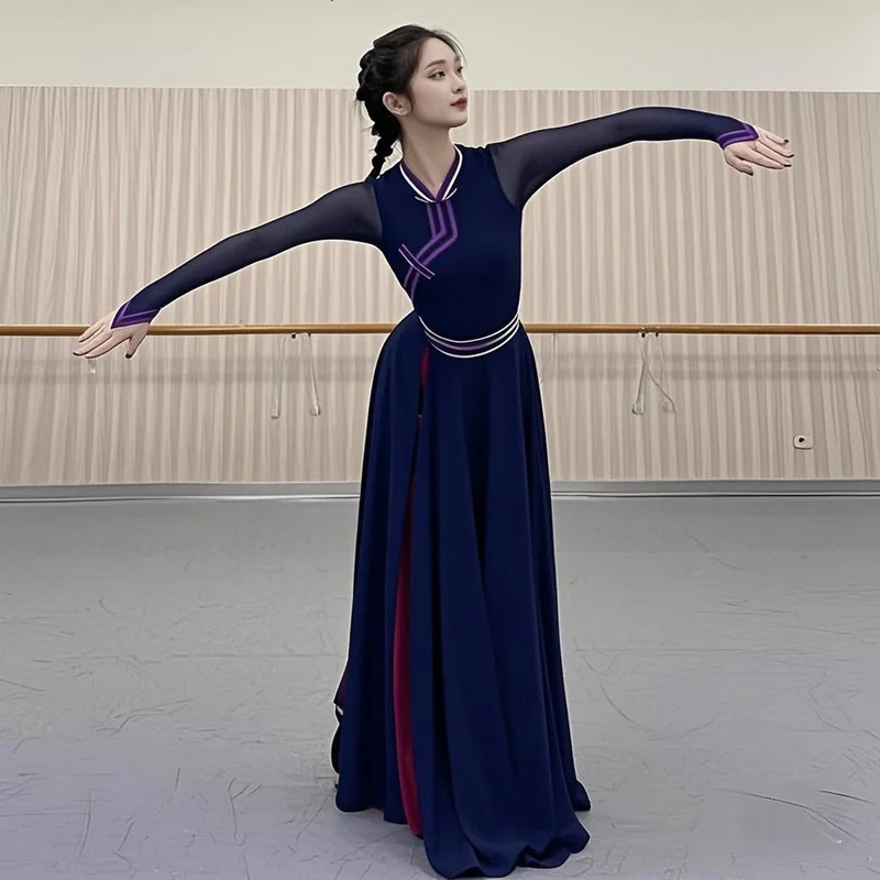 

Tibetan Dance Performance Costume Chinese Style Ethnic Dance Practice Skirt Mongolian Festival Tibetan Traditional Folk Outfit