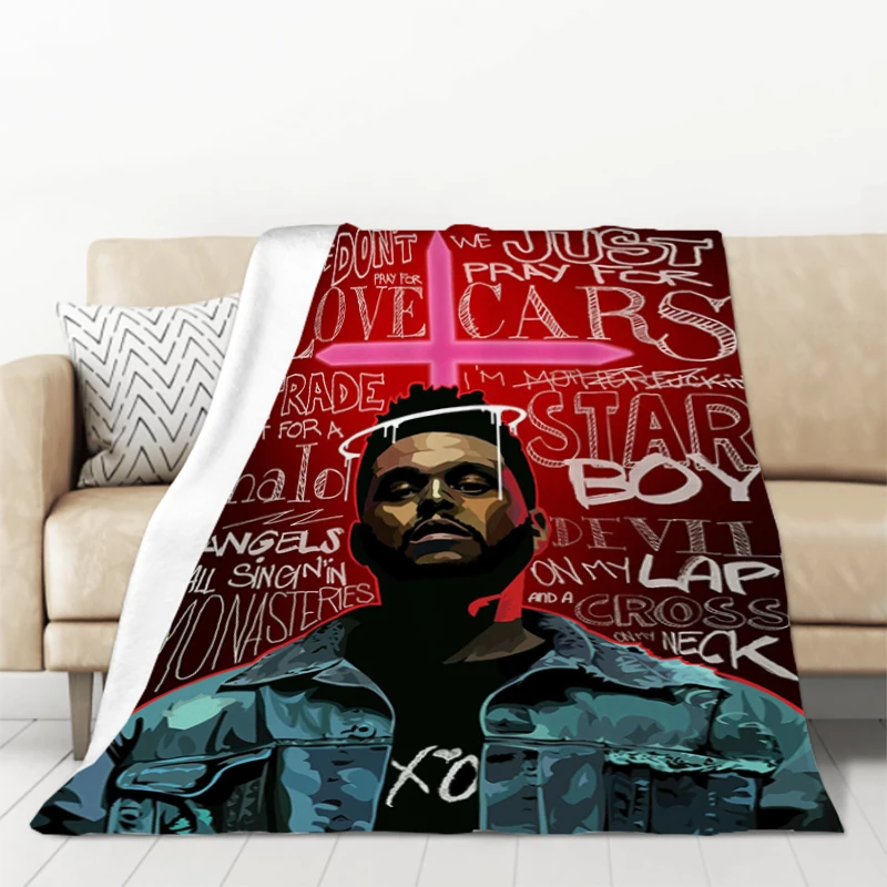 the Weeknd Rap Hip Hop Blanket Warm Blankets Furry Throw Sofa & Throws Bed Double Fluffy Soft Decorative Anime Custom Fleece