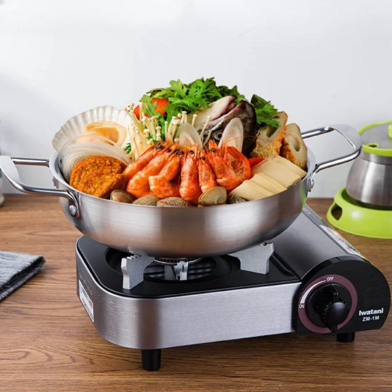 Ollas de Acero Inoxidable con Asa para Cocina Casera, Paella, Mariscos, Arroz, Platos para Picnic y Aperitivos