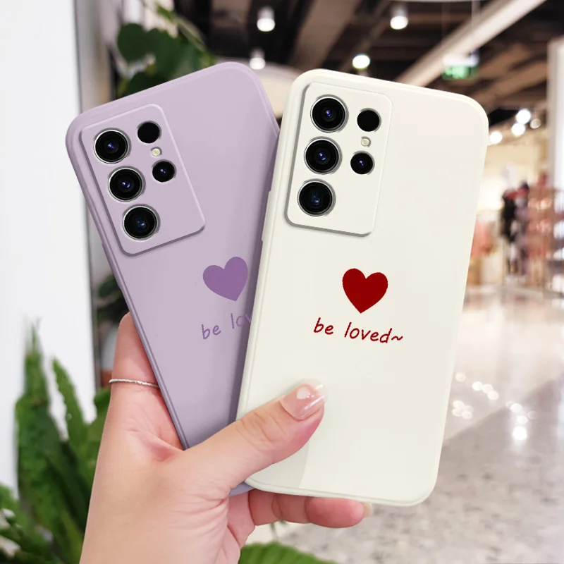 

Simple Heart Phone Case For Samsung Galaxy S25 S24 S23 S22 S21 S20 S10 S10E FE Ultra Plus Note 20 Ultra Silicone Cover