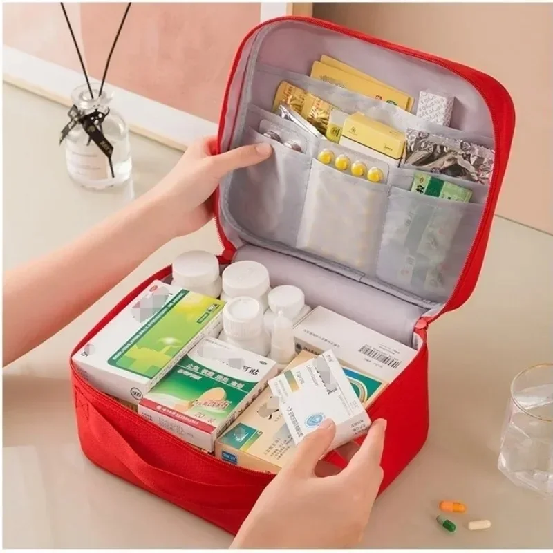 Kit de primeiros socorros portátil sacos medicina médica grande saco de armazenamento bolsa acampamento emergência casa ao ar livre alça viagem saco organizador
