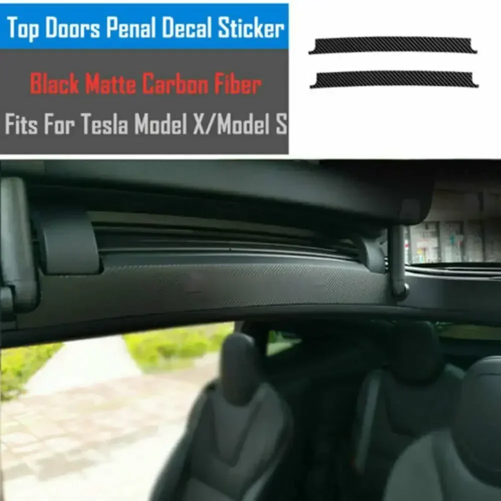 For Tesla Model X/S 12-21 Stickers Car Interior Wrap 1 Set Black Carbon Fiber Look Decoration Vinyl Waterproof