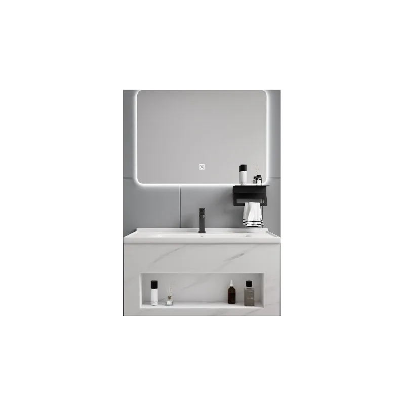 

New hotel style, bathroom cabinet, rock slab combination, ceramic wash basin