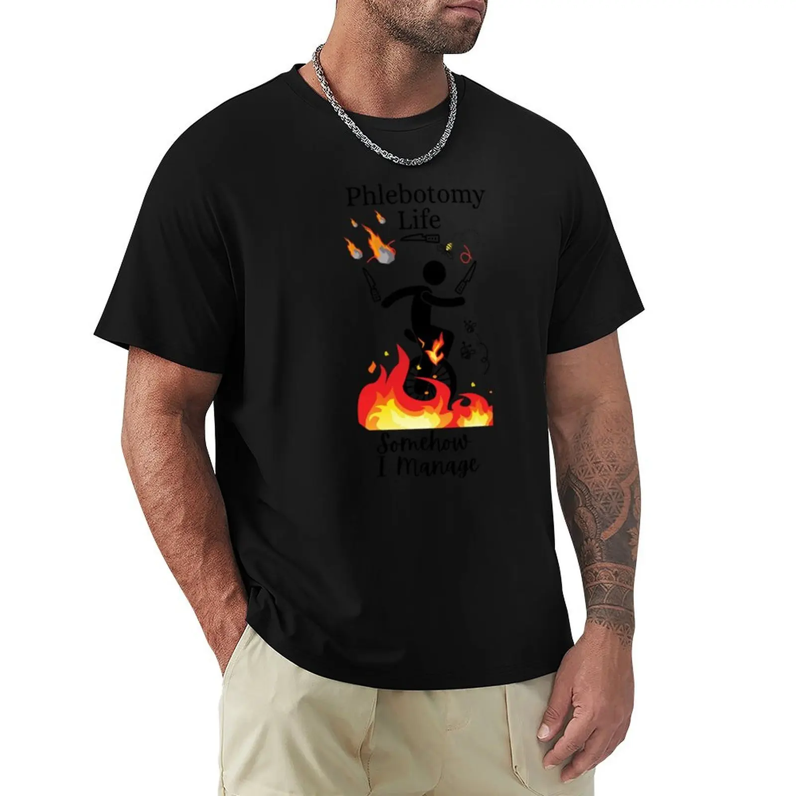 Phlebotomy Life Somehow T-Shirt Basic Solid Color Casual Tee Shirt