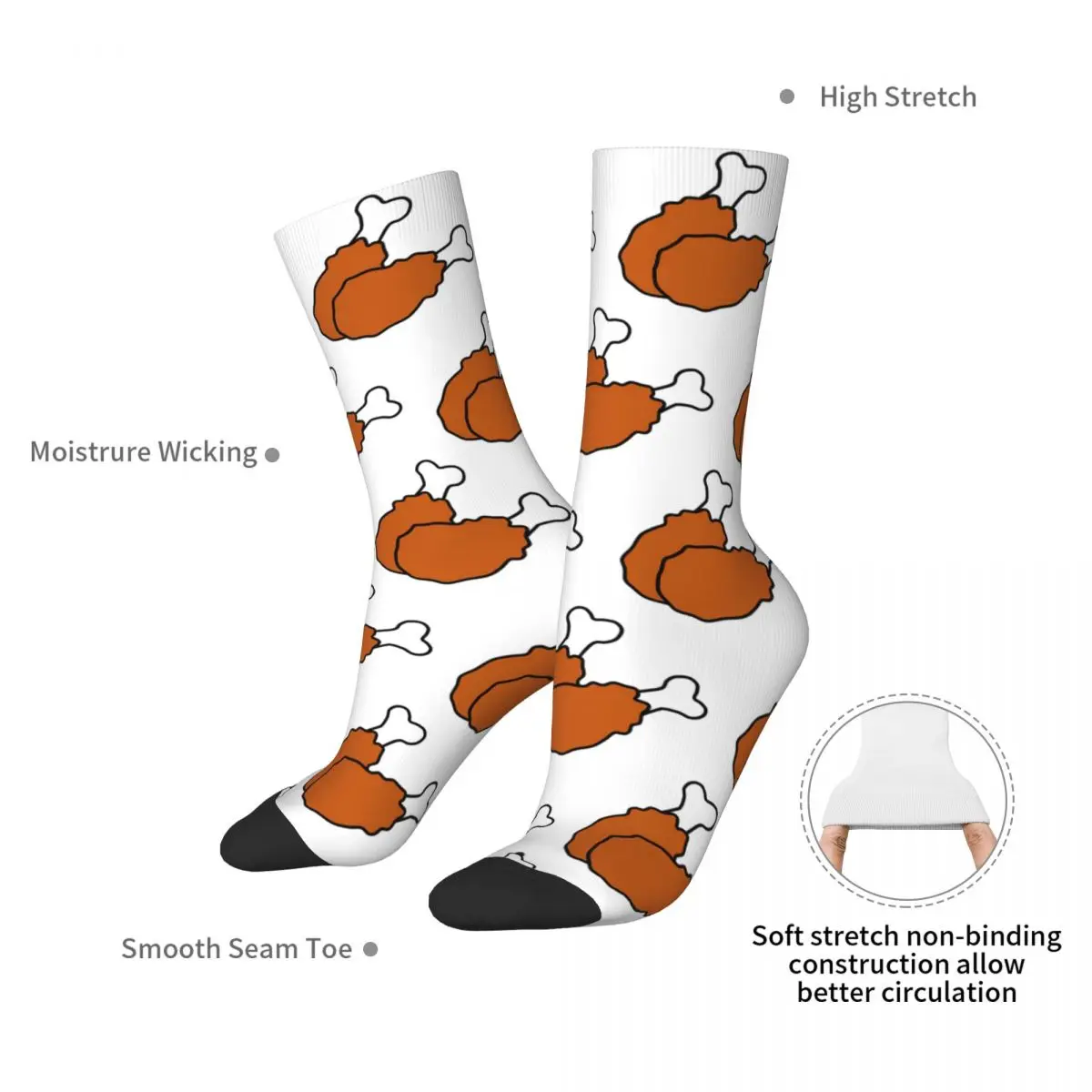 Simpatici calzini con gambe di pollo fritto Calze Harajuku che assorbono il sudore Calzini lunghi per tutte le stagioni Accessori per regalo di compleanno unisex