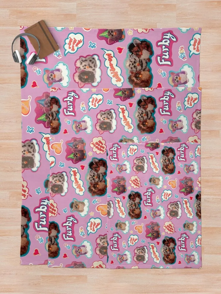 Authentic Vintage Y2K Furby Pack / Pattern Throw Blanket Thermal Blanket