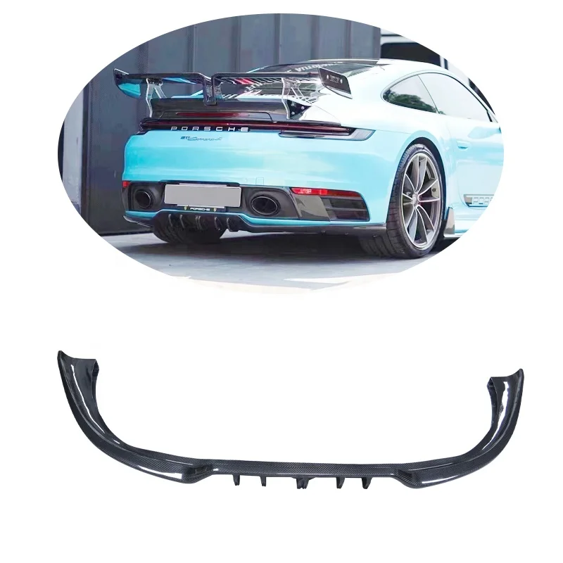 

for Porsche 911 992 Techart style 2019-IN carbon fiber Rear Diffuser Spoiler Rear Bumper Body Kit Spoiler Deflector rear Lips