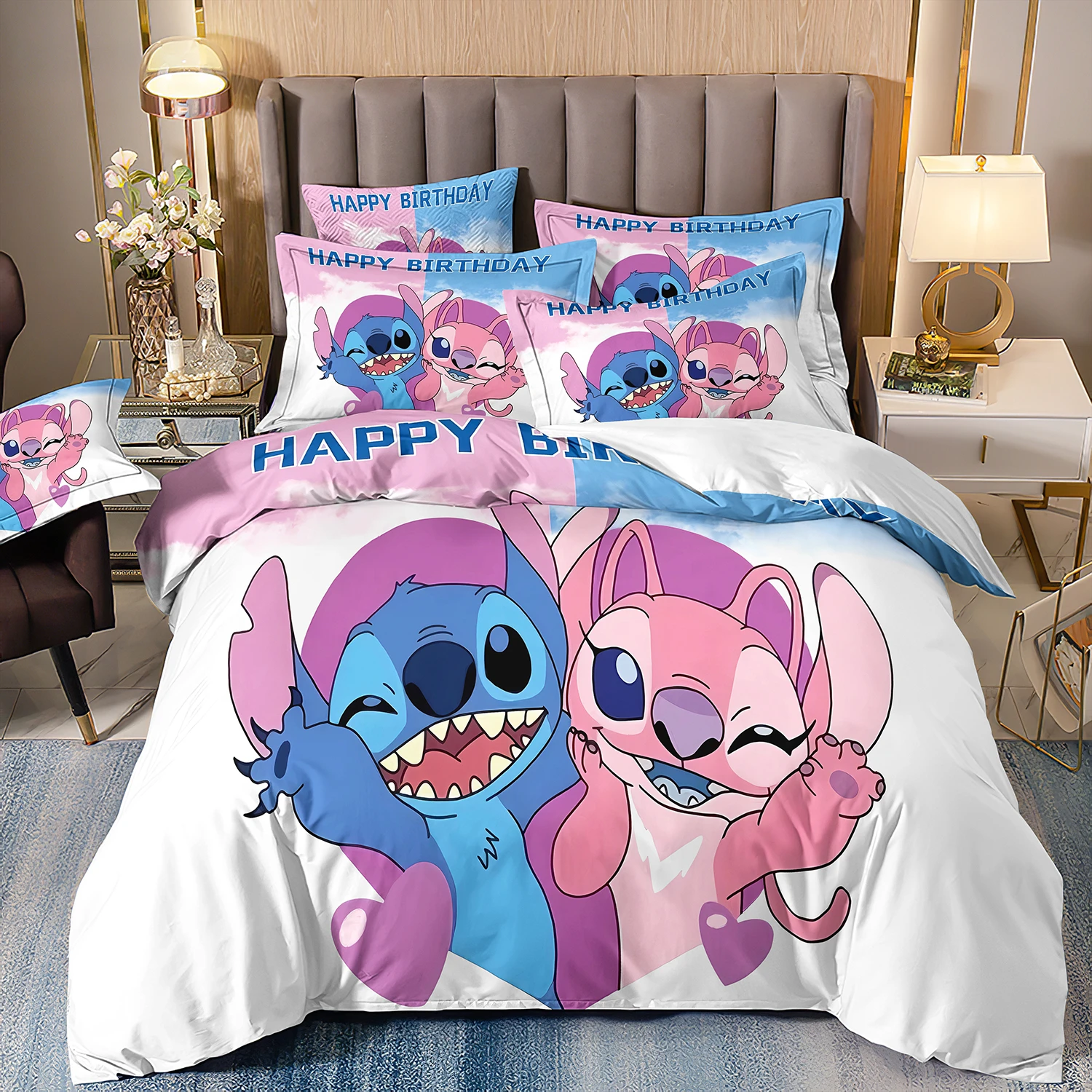 

Disney Lilo Stitch Bedding Set,Anime Stitch Duvet Cover,Children's Holiday Gifts Cartoon Quilt Cover Boy Girl Gift Full Size