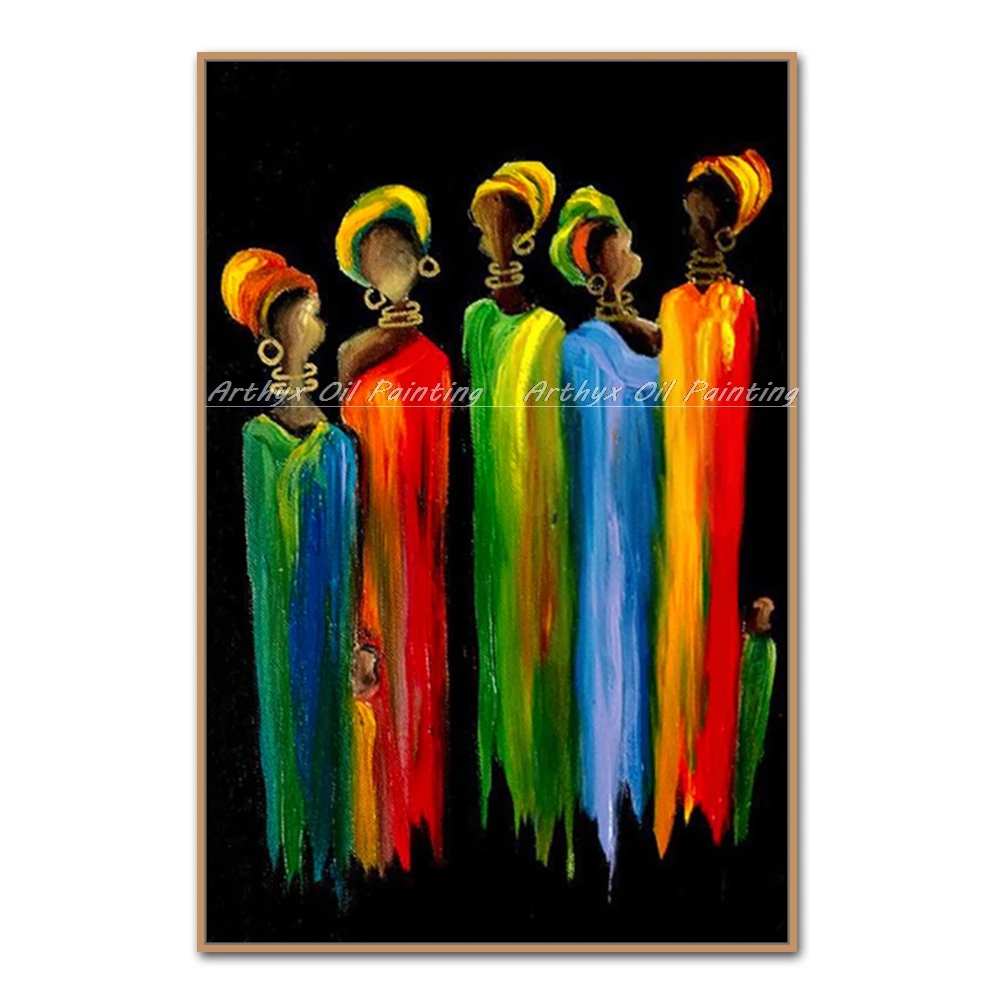 Arthyx Pop Art African Tribe Oil Painting On Canvas,Handmade Modern Abstract Figure Wall Picture For Living Room,Home Decoration