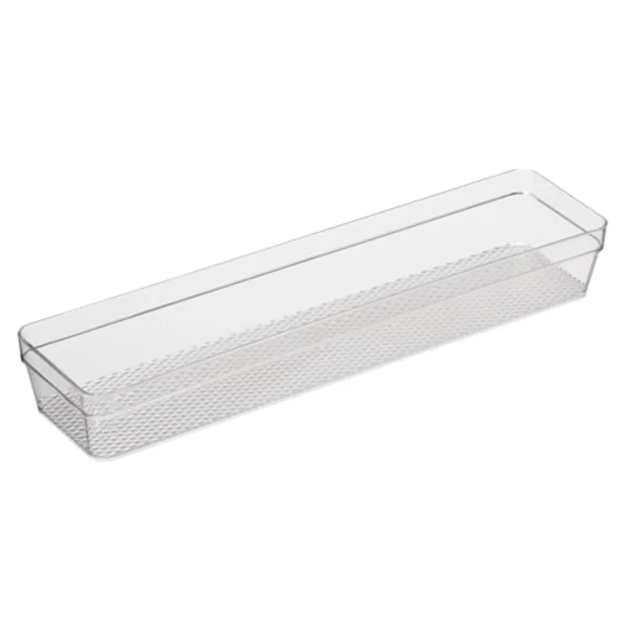 Clear Drawer Organizer - 3" X 12.5" - Ideal for Organizing Kitchen Drawers, Office, Desk, Silverware, Kitchen Utensils, Cosmeti