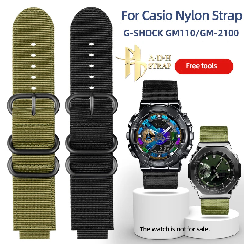 Woven Nylon Watch Strap For Casio G-shock Series Small Steel Cannon GM110 GA110 GM2100 GA900 Watch Band 16mm Waterproof Bracelet