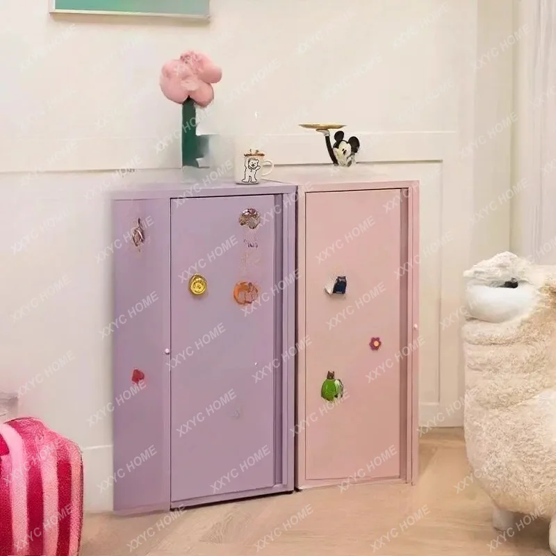 

Dopamine Desk Wrought Iron Storage Cabinet Colored Student Locker Bedroom Bedside Single Door Cream Wind SteelTJ