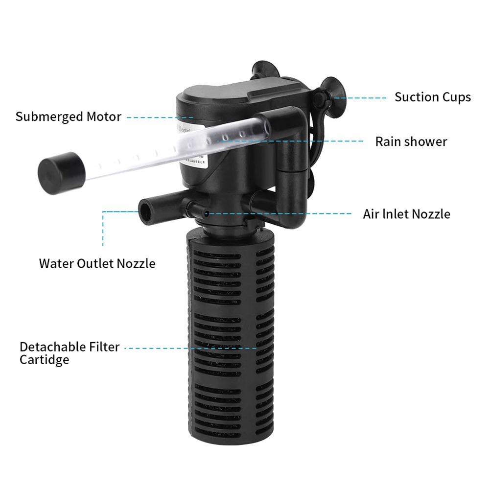 3 in 1 Silent Internal Pump For Aquarium EU Aeration Water Purifier Filter Submersible Oxygen Fish Tank Filter Accessories