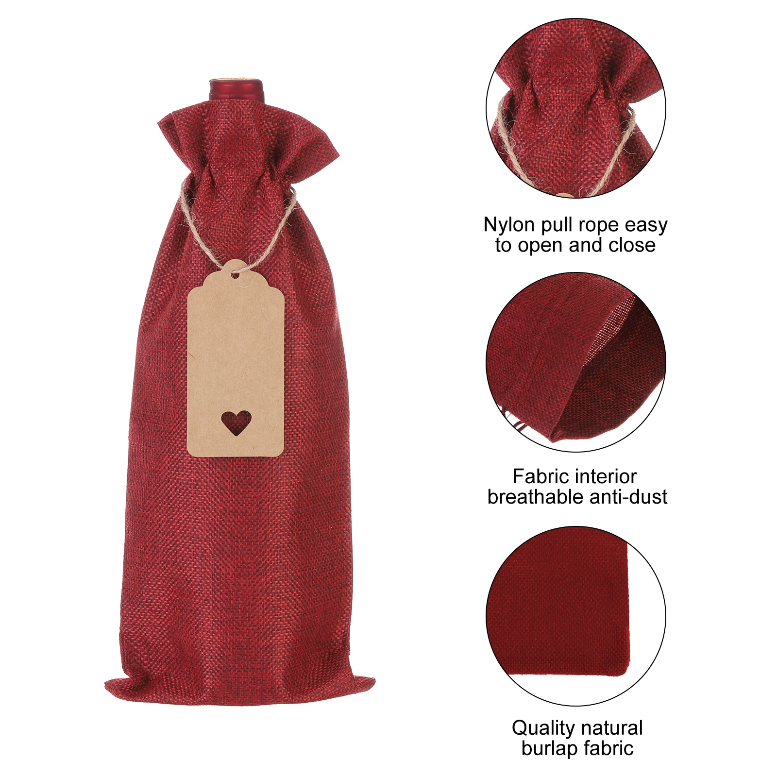 12pcs Burlap Wine Bags Gift Tags Reusable Wine Gift Bag Pouches with Drawstrings Wine Bottle Bags for Wedding Christmas Party
