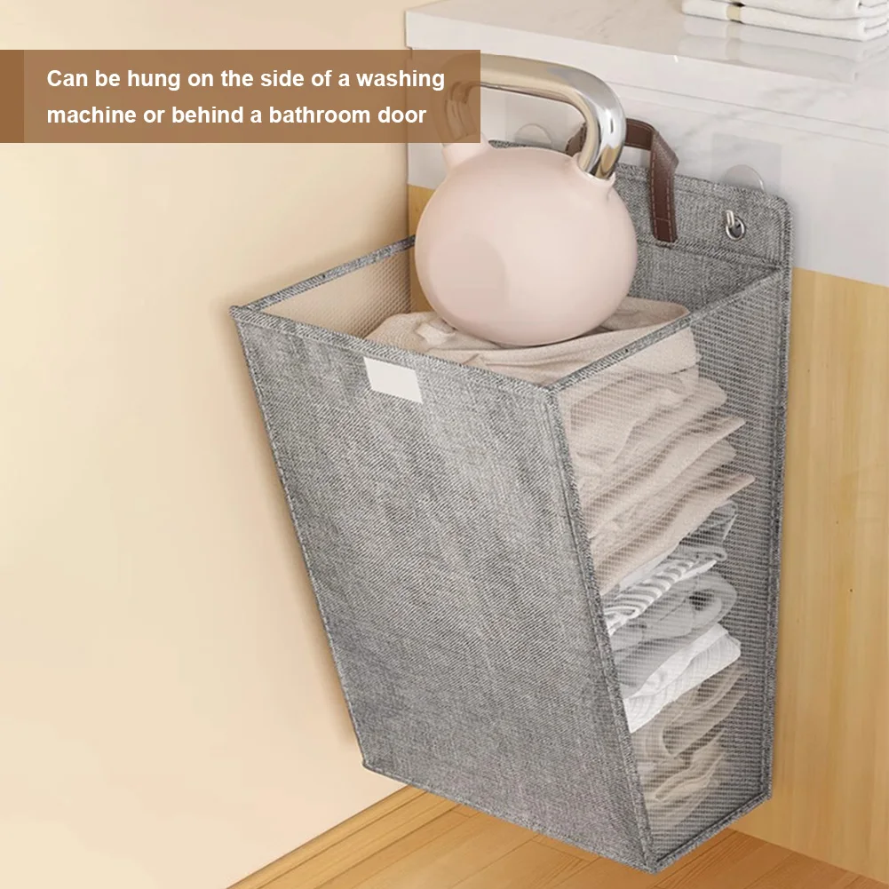 Hanging Laundry Hamper Collapsible Dirty Clothes Hamper Wall Mounted Laundry Bag for Laundry Room Bedroom Bathroom College Dorm