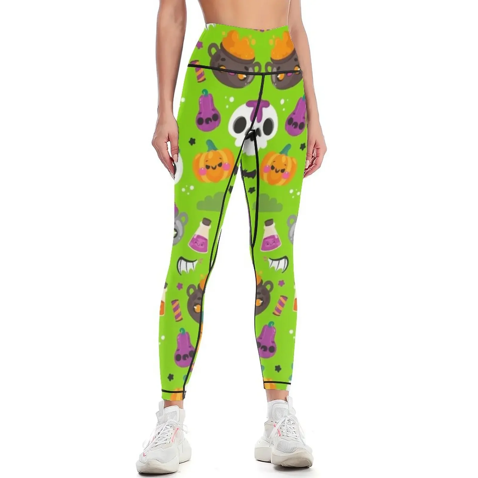 

Halloween Creepy Eyes And Witches Hat Candy Pattern Leggings Fitness's gym clothes legging gym Pants sport Womens Leggings