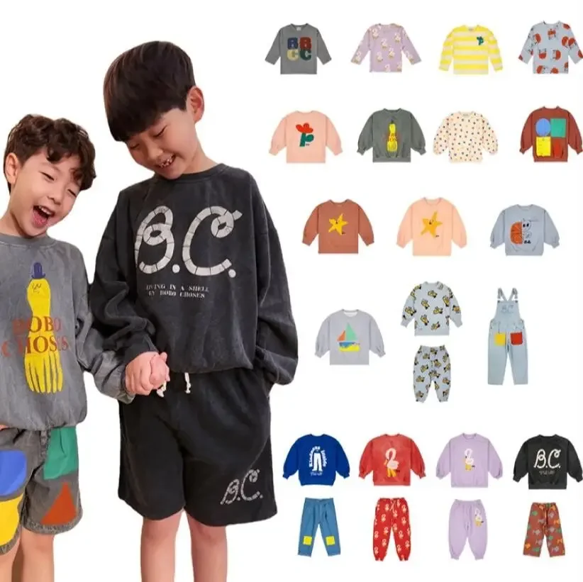 In Stock Children Sweaters 2024 Spring BC Brand Baby Girl Boy Sweatshirt Cotton Cute Kid Long Sleeve Tee Shirt Clothes Top