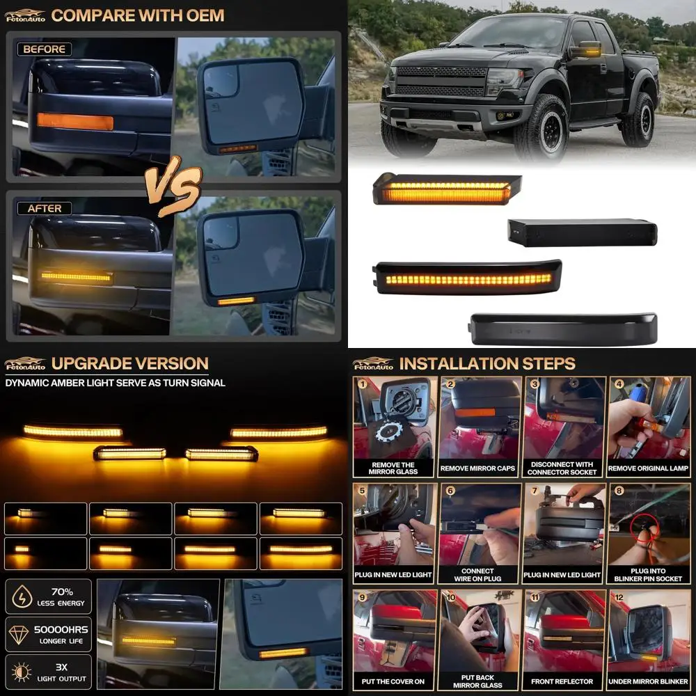 

Smoked Lens Sequential LED Side Mirror Turn Signals for 2009-2014 Ford F150 & 2010-2014 Raptor
