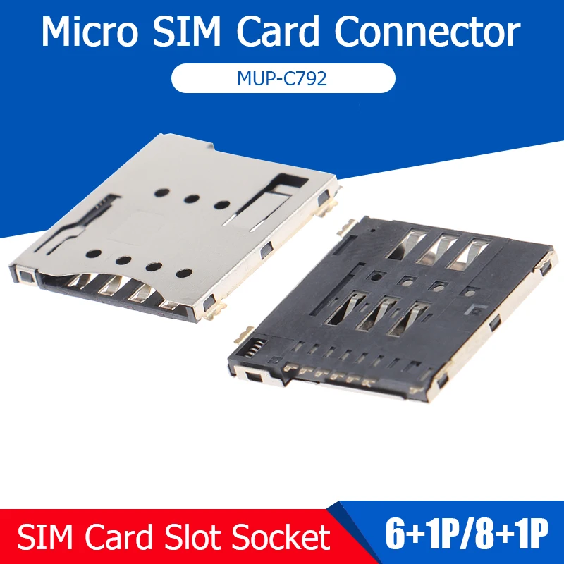 MUP-C792 Original Micro SIM Card Connector Patch Self-piercing 6 +1 P SIM Card Slot Socket