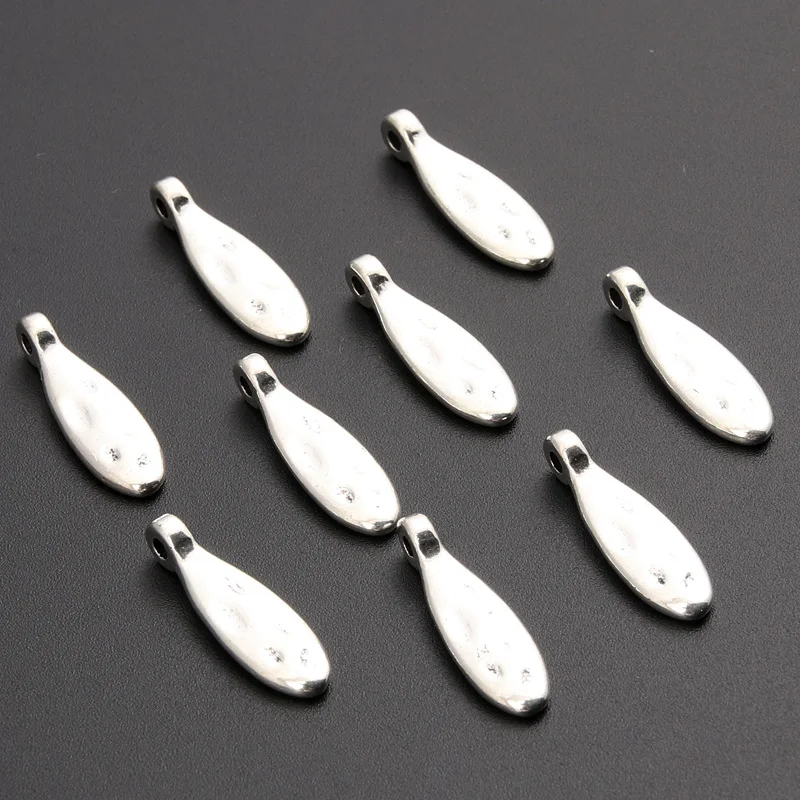 30pcs Silver Color Oval shaped drop Charm DIY Necklace Bracelet Bangle Findings 4x20mm A1490 SALE