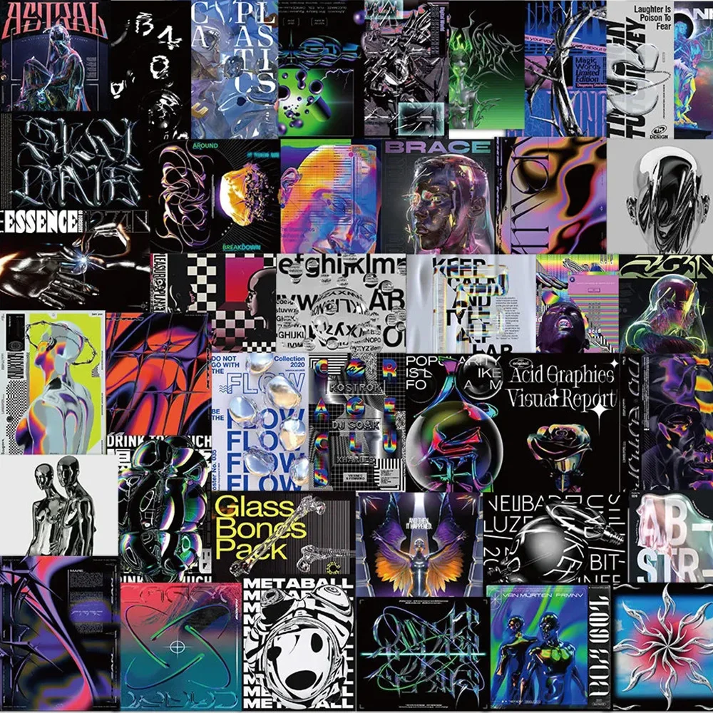 

10/20/40pcs Psychedelic Acid Design Art Graffiti Stickers Aesthetic DIY Phone Notebook Luggage Waterproof Cool Decals Decoration