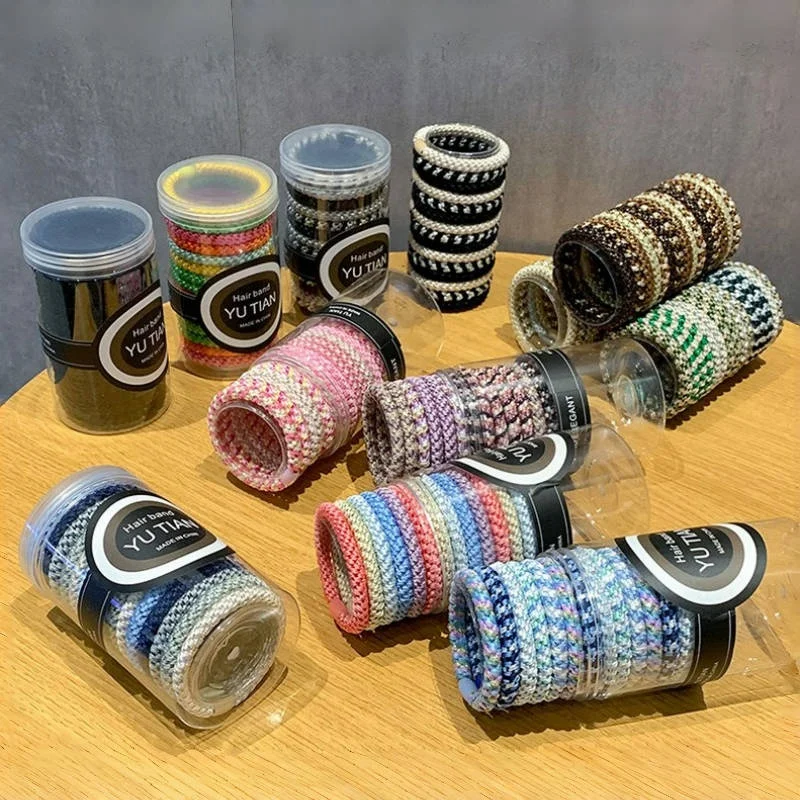 15pcs/set Hair Ties Cans Packaging Braided Twisted Elastic Hair Band Durable High Elasticity Rubber Bands Women Hair Accessories