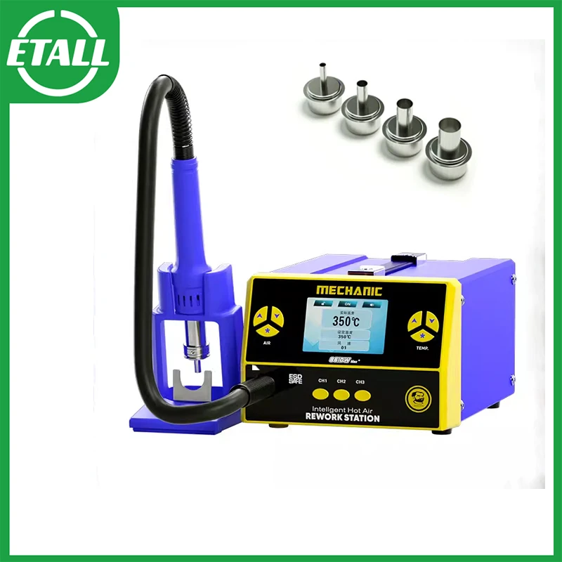 MECHANIC 861DW Max Soldering Station, Hot Air Gun,Rework for Motherboard, Phone, PCB Welding, Desoldering Repair Tools, 4 Nozzle