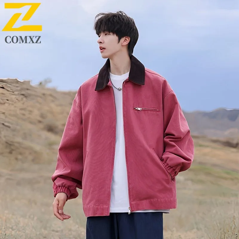 

​Men Retro Denim Jacket Autumn Korean Style Waterproof Windproof Casual Coat Vintage Loose Fit Streetwear Lightweight Outerwear